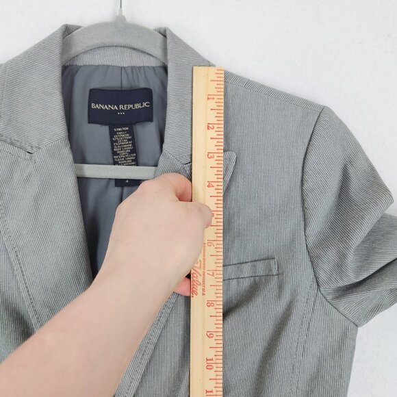 Banana Republic Jacket Womens 4 Gray Pinstripe Stretch Single Button Blazer - Picture 8 of 15